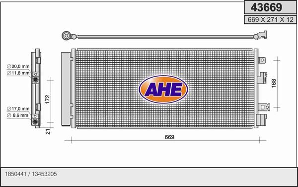 AHE 43669 - Condensateur, climatisation droxauto.com
