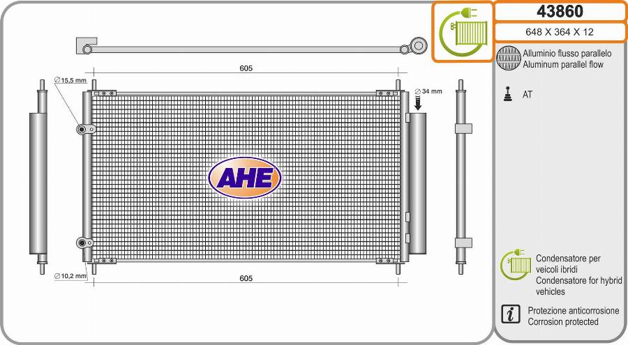 AHE 43860 - Condensateur, climatisation droxauto.com