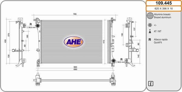 AHE 109.445 - Radiateur, refroidissement du moteur droxauto.com
