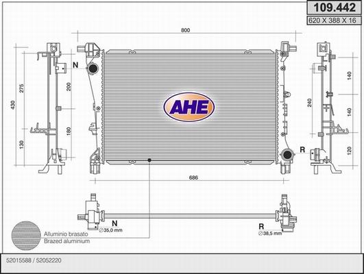 AHE 109.442 - Radiateur, refroidissement du moteur droxauto.com