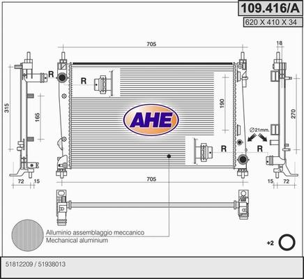 AHE 109.416/A - Radiateur, refroidissement du moteur droxauto.com