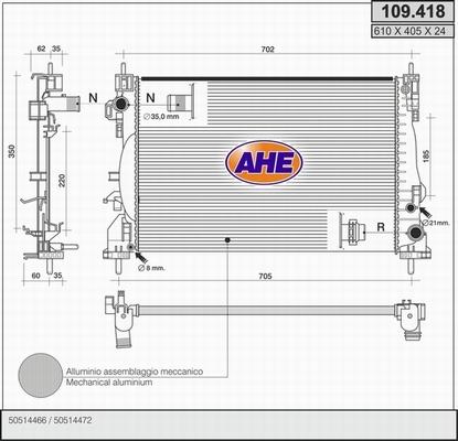 AHE 109.418 - Radiateur, refroidissement du moteur droxauto.com