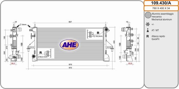 AHE 109.430/A - Radiateur, refroidissement du moteur droxauto.com