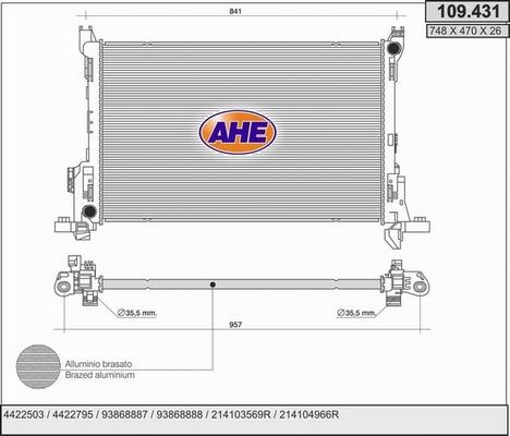 AHE 109.431 - Radiateur, refroidissement du moteur droxauto.com