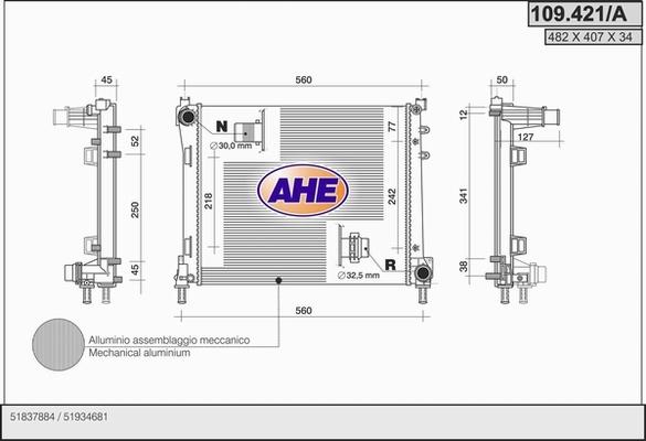 AHE 109.421/A - Radiateur, refroidissement du moteur droxauto.com