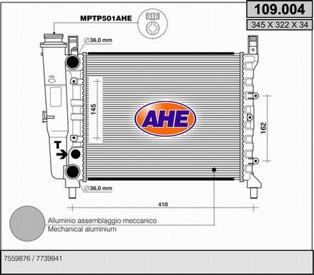 AHE 109.004 - Radiateur, refroidissement du moteur droxauto.com