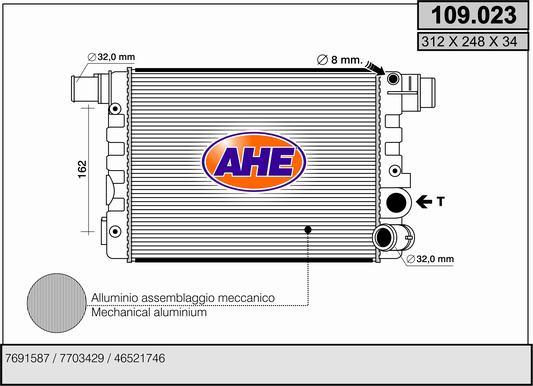 AHE 109.023 - Radiateur, refroidissement du moteur droxauto.com
