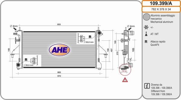 AHE 109.399/A - Radiateur, refroidissement du moteur droxauto.com
