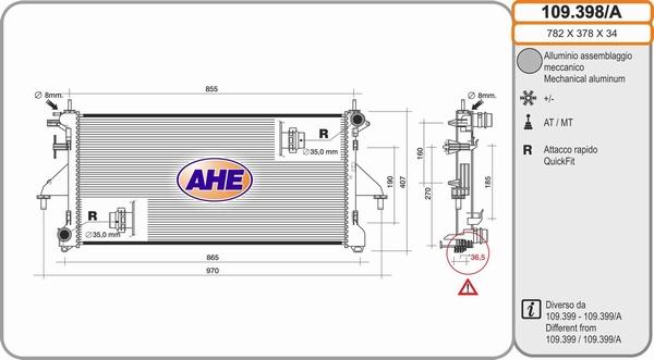 AHE 109.398/A - Radiateur, refroidissement du moteur droxauto.com