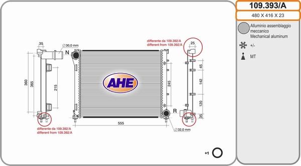 AHE 109.393/A - Radiateur, refroidissement du moteur droxauto.com