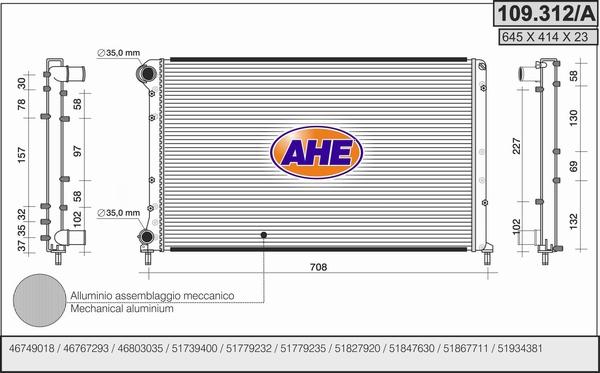 AHE 109.312/A - Radiateur, refroidissement du moteur droxauto.com