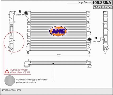 AHE 109.338/A - Radiateur, refroidissement du moteur droxauto.com