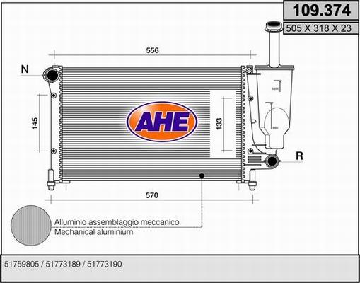 AHE 109.374 - Radiateur, refroidissement du moteur droxauto.com