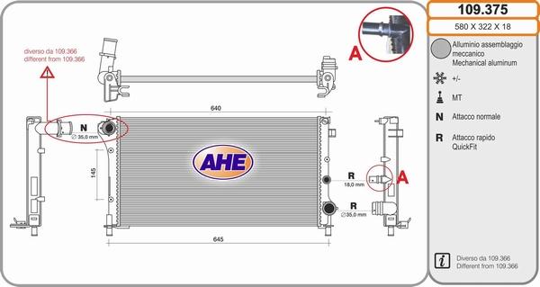 AHE 109.375 - Radiateur, refroidissement du moteur droxauto.com