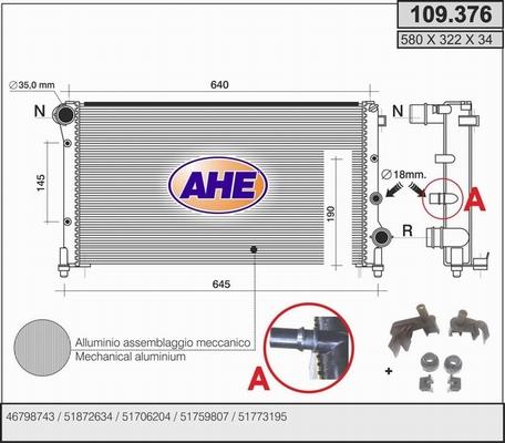 AHE 109.376 - Radiateur, refroidissement du moteur droxauto.com