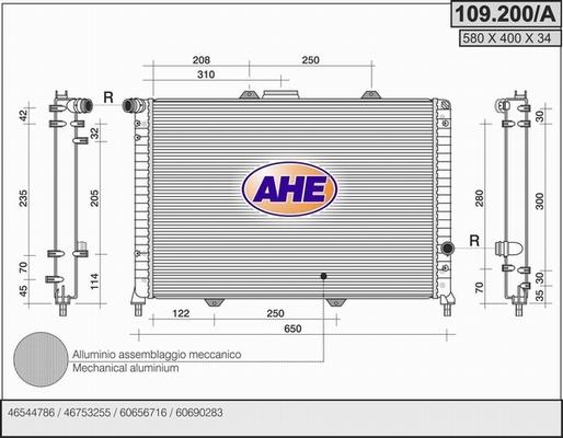 AHE 109.200/A - Radiateur, refroidissement du moteur droxauto.com