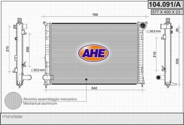AHE 104.091/A - Radiateur, refroidissement du moteur droxauto.com