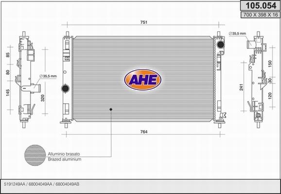 AHE 105.054 - Radiateur, refroidissement du moteur droxauto.com