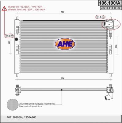 AHE 106.190/A - Radiateur, refroidissement du moteur droxauto.com