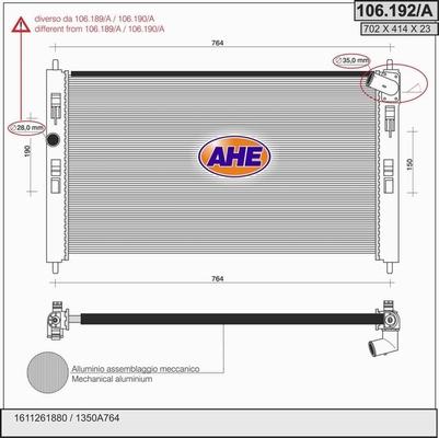 AHE 106.192/A - Radiateur, refroidissement du moteur droxauto.com