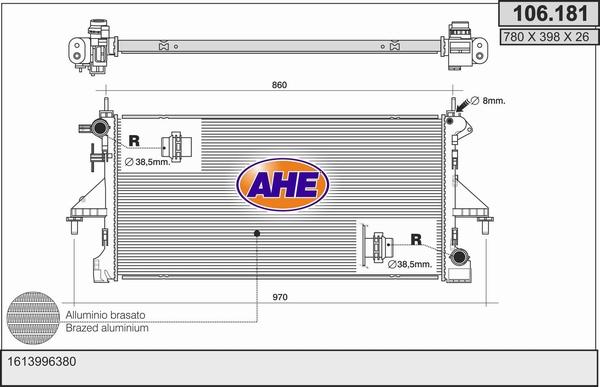 AHE 106.181 - Radiateur, refroidissement du moteur droxauto.com