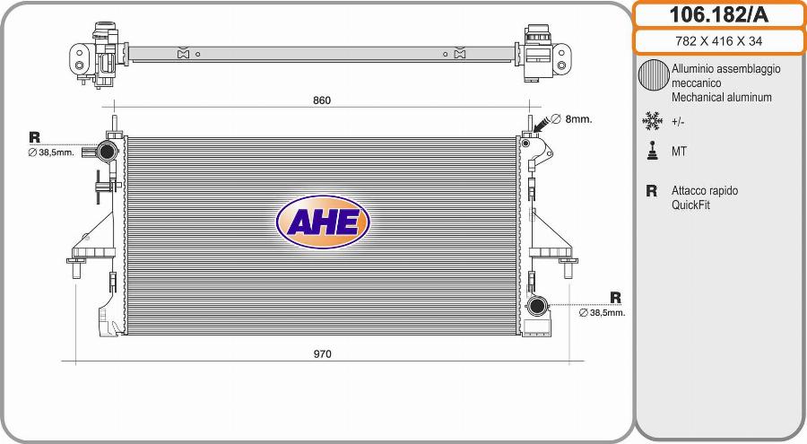 AHE 106.182/A - Radiateur, refroidissement du moteur droxauto.com
