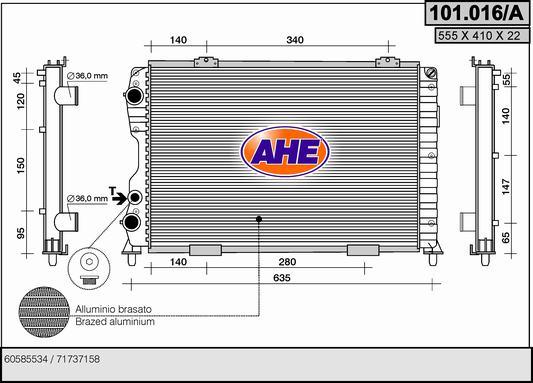 AHE 101.016/A - Radiateur, refroidissement du moteur droxauto.com