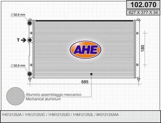 AHE 102.070 - Radiateur, refroidissement du moteur droxauto.com