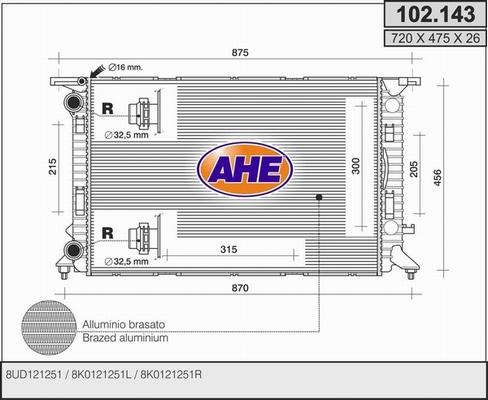 AHE 102.143 - Radiateur, refroidissement du moteur droxauto.com