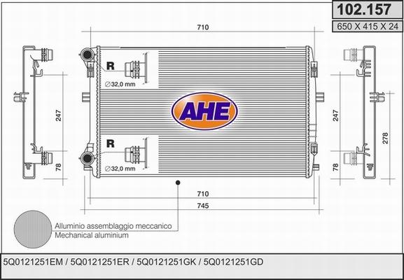 AHE 102.157 - Radiateur, refroidissement du moteur droxauto.com