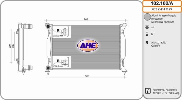 AHE 102.102/A - Radiateur, refroidissement du moteur droxauto.com
