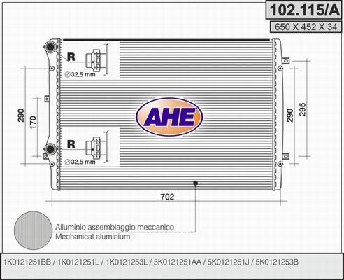 AHE 102.115/A - Radiateur, refroidissement du moteur droxauto.com