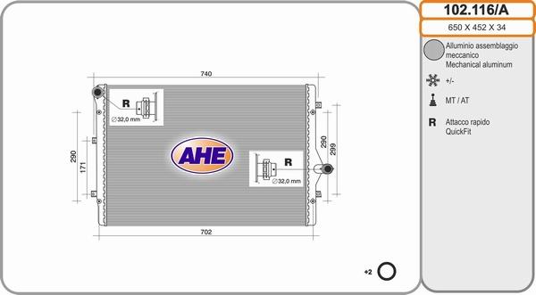 AHE 102.116/A - Radiateur, refroidissement du moteur droxauto.com