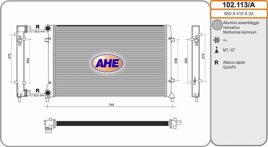 AHE 102.113/A - Radiateur, refroidissement du moteur droxauto.com