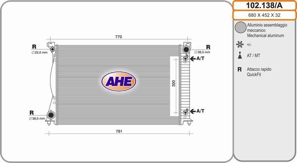 AHE 102.138/A - Radiateur, refroidissement du moteur droxauto.com