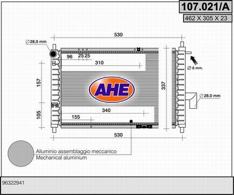AHE 107.021/A - Radiateur, refroidissement du moteur droxauto.com