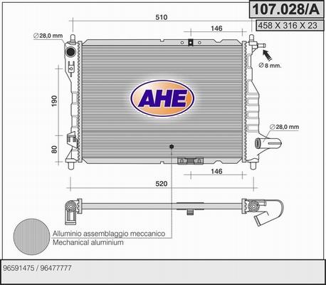 AHE 107.028/A - Radiateur, refroidissement du moteur droxauto.com