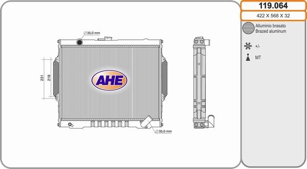 AHE 119.064 - Radiateur, refroidissement du moteur droxauto.com