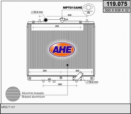 AHE 119.075 - Radiateur, refroidissement du moteur droxauto.com