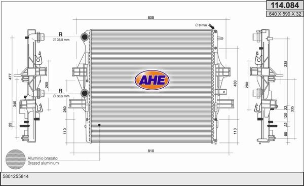 AHE 114.084 - Radiateur, refroidissement du moteur droxauto.com