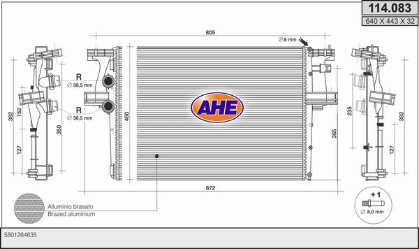 AHE 114.083 - Radiateur, refroidissement du moteur droxauto.com