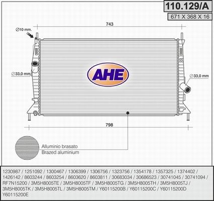 AHE 110.129/A - Radiateur, refroidissement du moteur droxauto.com