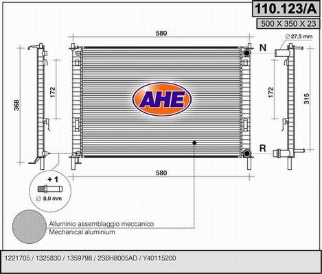 AHE 110.123/A - Radiateur, refroidissement du moteur droxauto.com