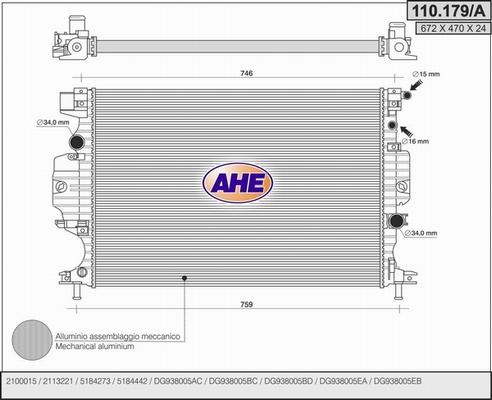 AHE 110.179/A - Radiateur, refroidissement du moteur droxauto.com