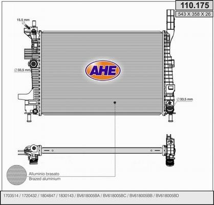 AHE 110.175 - Radiateur, refroidissement du moteur droxauto.com