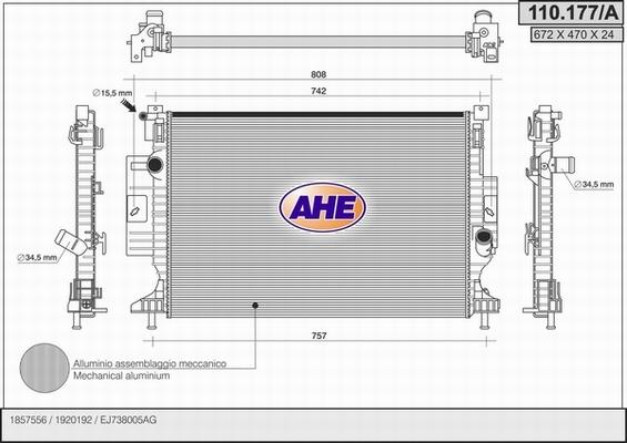 AHE 110.177/A - Radiateur, refroidissement du moteur droxauto.com