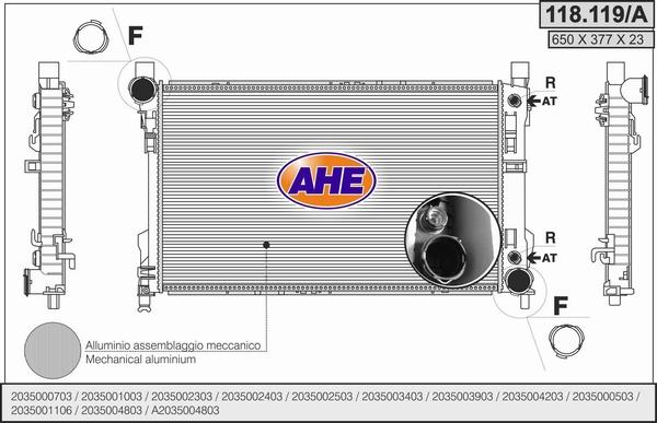 AHE 118.119/A - Radiateur, refroidissement du moteur droxauto.com