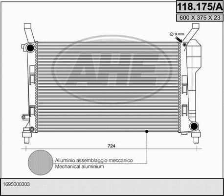AHE 118.175/A - Radiateur, refroidissement du moteur droxauto.com