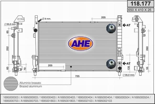AHE 118.177 - Radiateur, refroidissement du moteur droxauto.com