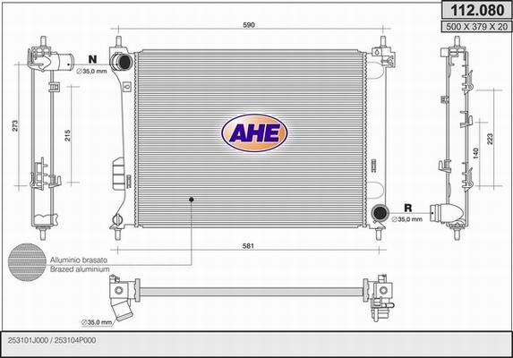 AHE 112.080 - Radiateur, refroidissement du moteur droxauto.com